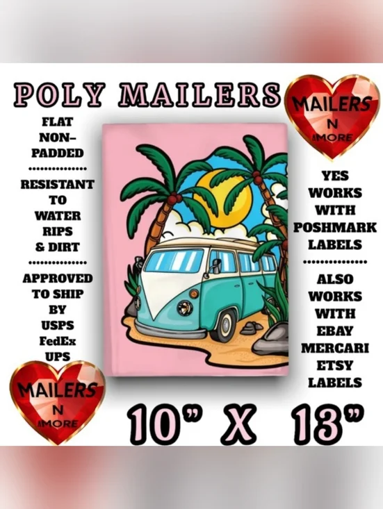 BUY NOW 25 Summer Daze Premium Poly Mailer Shipping Bags 10x13 - Picture 3 of 6